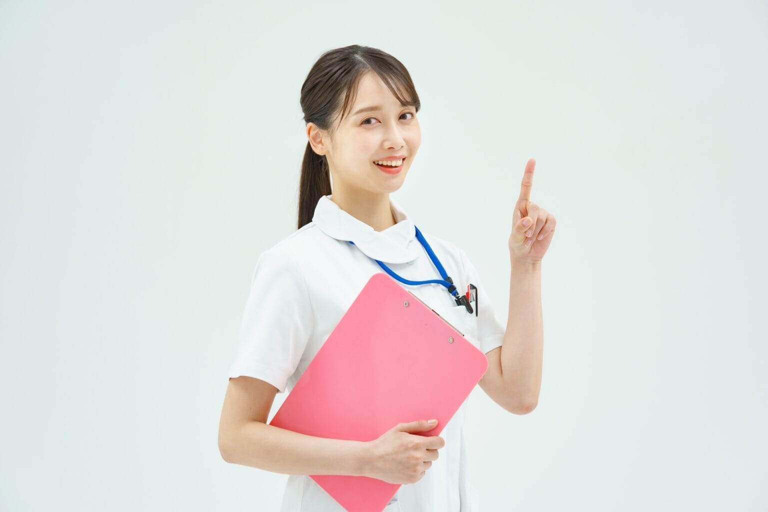 ポイント指を指す女性