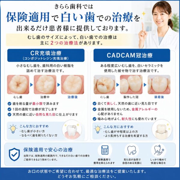 保険で白い歯の治療 | きらら歯科【秋川駅・年中無休・朝7時～夜21時】